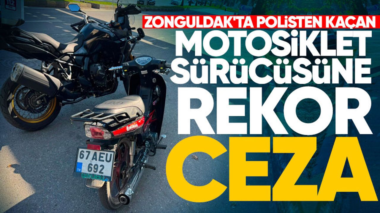 Zonguldak'ta polisten kaçan motosiklet sürücüsüne rekor ceza