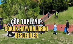 Minik öğrenciler çöp toplayıp sokak hayvanlarını besledi