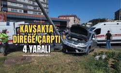 Zonguldak'ta otomobil direğe çarptı: 4 yaralı