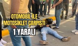 Otomobil  ile motosiklet   çarpıştı!  1 yaralı