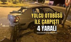 Yolcu otobüsü kavşakta otomobille çarpıştı: 4 yaralı