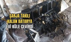 Şarja takılı bırakılan taşınabilir batarya patladı, evde yangın çıktı