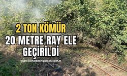 Ruhsatsız maden ocağında 2 ton kömür, 20 metre ray ele geçirildi