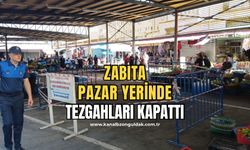 Pazar yerinde 3 esnafa tezgah kapama cezası verildi