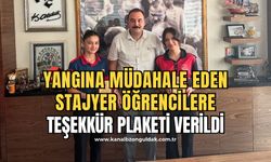 Kozlu’da alev alan araca müdahale etmişlerdi! Plaket verildi