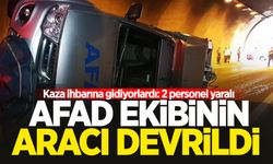 Kaza ihbarına giden AFAD ekibinin aracı devrildi: 2 personel yaralı