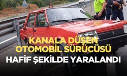 Kontrolden çıkan otomobil kanala düştü