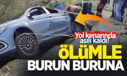 Ölümle burun buruna: Yol kenarında asılı kaldı!