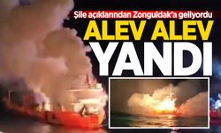 Şile açıklarından Zonguldak'a gelen gemi alev aldı!