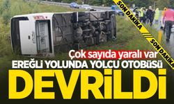 Zonguldak-Ereğli yolunda yolcu otobüsü devrildi: Çok sayıda yaralı var!