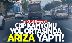 Zonguldak'ta çöp kamyonu yol ortasında arıza yaptı!