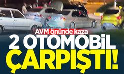 AVM önünde kaza: 2 otomobil çarpıştı!