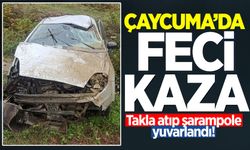 Çaycuma'da feci kaza: Takla atıp şarampole yuvarlandı!