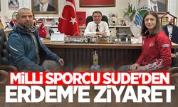 Milli sporcu Sude'den Tahsin Erdem'e ziyaret