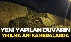 Karayolundaki heyelan anı kamerada