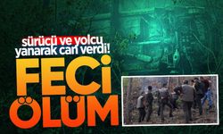 Uçuruma yuvarlanan otomobilde sürücü ve yolcu yanarak can verdi!