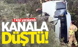 Yoldan çıkan araç kanala düştü: 1 yaralı