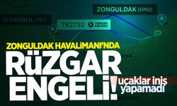 Zonguldak Havalimanı'nda rüzgar engeli, uçaklar iniş yapamadı