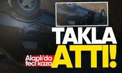 Alaplı'da feci kaza: Otomobil takla attı!