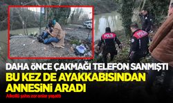 Ayakkabısını telefon zannetti, annesini aradığını söyledi