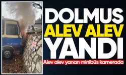 Alev alev yanan minibüs kamerada