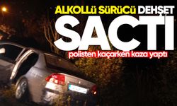 Alkollü sürücü polisten kaçarken kaza yaptı