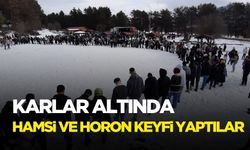 Karlar altında hamsi ve horon keyfi