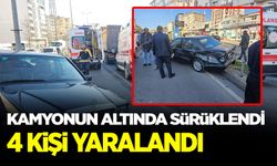 Kamyonun otomobili sürüklediği kazada 4 yaralı