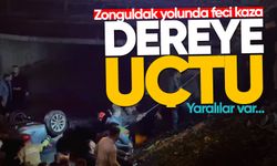 Zonguldak yolunda kontrolden çıkan otomobil dereye uçtu: 3 yaralı