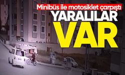 Minibüs ile motosiklet çarpıştı: Yaralılar var!