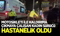 Motosikletiyle kaldırıma çıkmak isterken hastanelik oldu