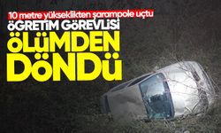 Şarampole uçan otomobildeki öğretim görevlisi yaralandı