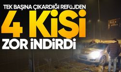 Tek başına çıkardığı refüjden 4 kişi zor indirdi