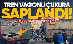 Zonguldak'ta utanç görüntü: Tren vagonu çukura saplandı!