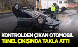 Tünel çıkışında otomobil takla attı