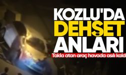 Kozlu'da dehşet anları: Takla atan araç havada asılı kaldı