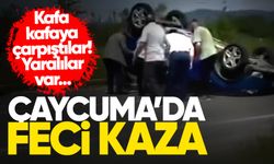 Çaycuma'da feci kaza: Kafa kafaya çarpıştılar! Yaralılar var