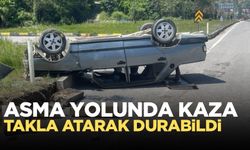 Asma yolunda kaza! Takla atarak durabildi