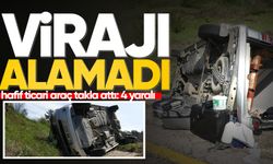 Hafif ticari araç takla attı: 4 yaralı