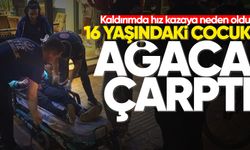 Kaldırımda hız kazaya neden oldu: 16 yaşındaki çocuk ağaca çarptı!