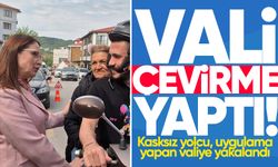 Kasksız yolcu, uygulama yapan valiye yakalandı