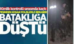 Kimlik kontrolü sırasında kaçtı, peşinden koşan polislerle beraber bataklığa düştü