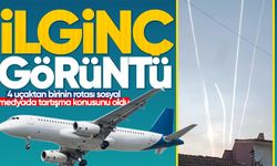 Yan yana seyir eden 4 uçaktan birinin rotası sosyal medyada tartışma konusunu oldu