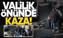 Zonguldak Valiliği önünde kaza: Motosiklet sürücüsü yere yığıldı!