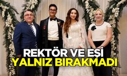 Rektör Özölçer ve eşi genç çifti yalnız bırakmadı