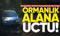 Zonguldak-Ankara karayolunda feci kaza: Ormanlık alana uçtu!