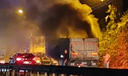 Ereğli-Alaplı yolunda TIR dorsesi alev aldı