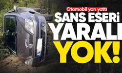 Otomobil yan yattı: Şans eseri yaralanan olmadı!