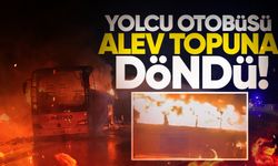 Alev topuna dönen yolcu otobüsü tamamen yandı