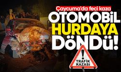 Çaycuma'da feci kaza: Otomobil hurda yığınına döndü!